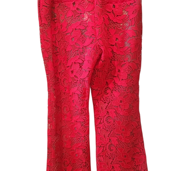 Mango Red Lace Wide Leg Pants - Picture 6 of 10